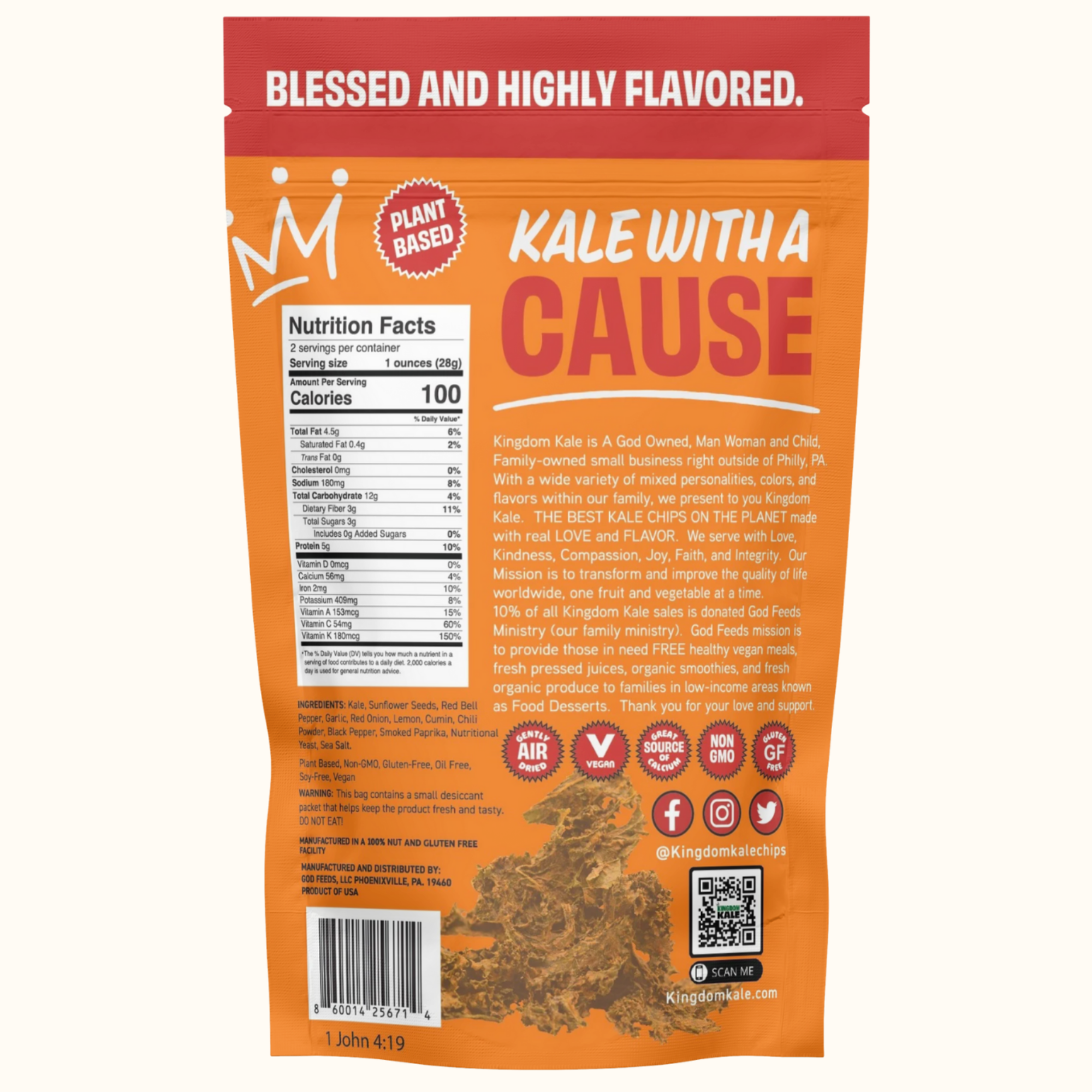 Nacho Cheese Kale Chips - Vegan, Gluten-Free, Non-GMO