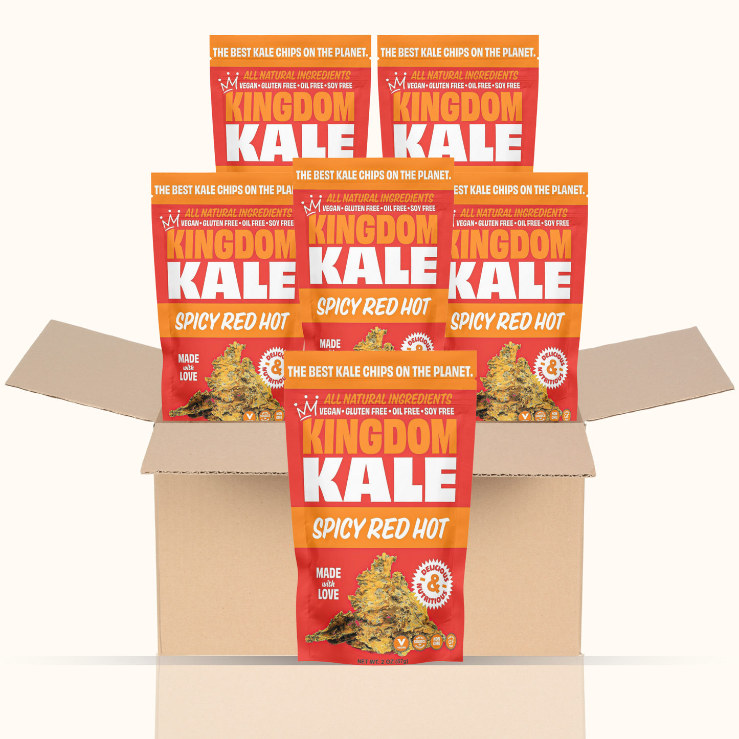 Spicy Red Hot Kale Chips - 6 Pack Bundle