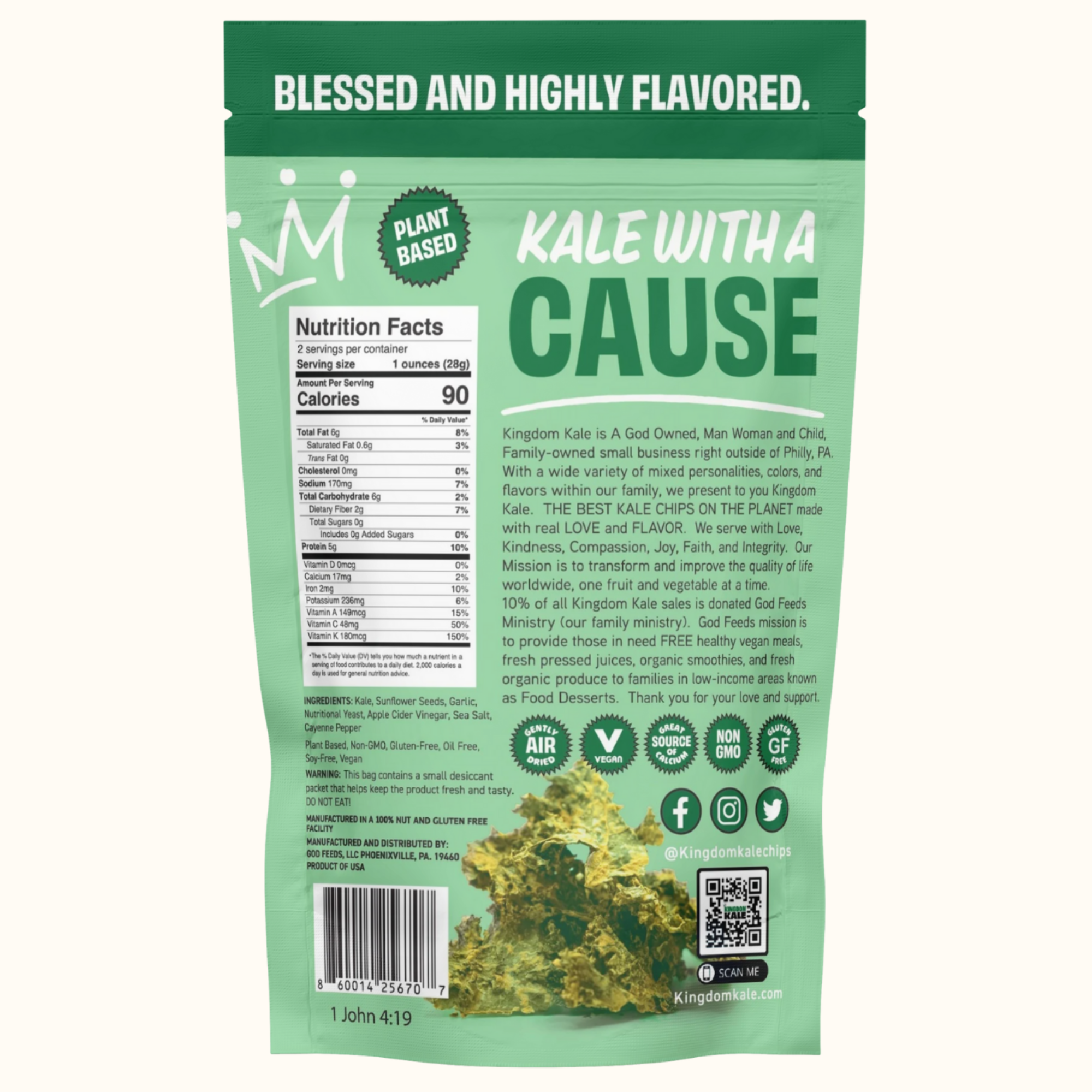 Cheesy Garlic Kale Chips - Vegan, Gluten-Free, Non-GMO